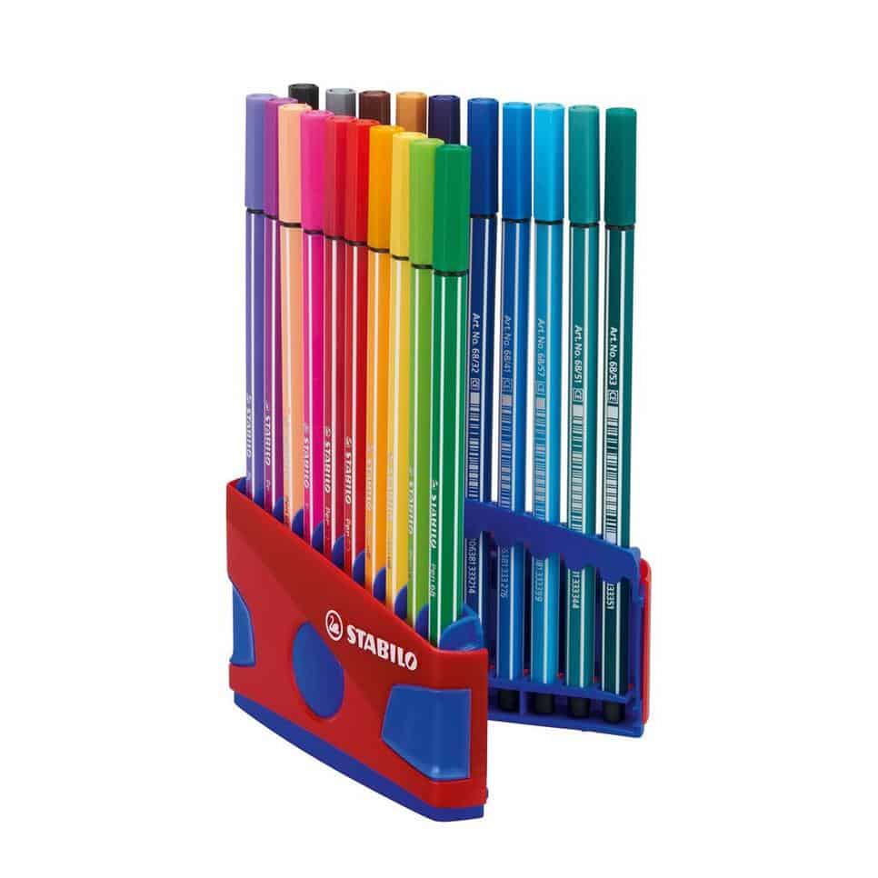 kofferbak Agnes Gray Vooruitzien STABILO Pen 68 viltstift Colorparade 20 kleuren - Rood Blauw