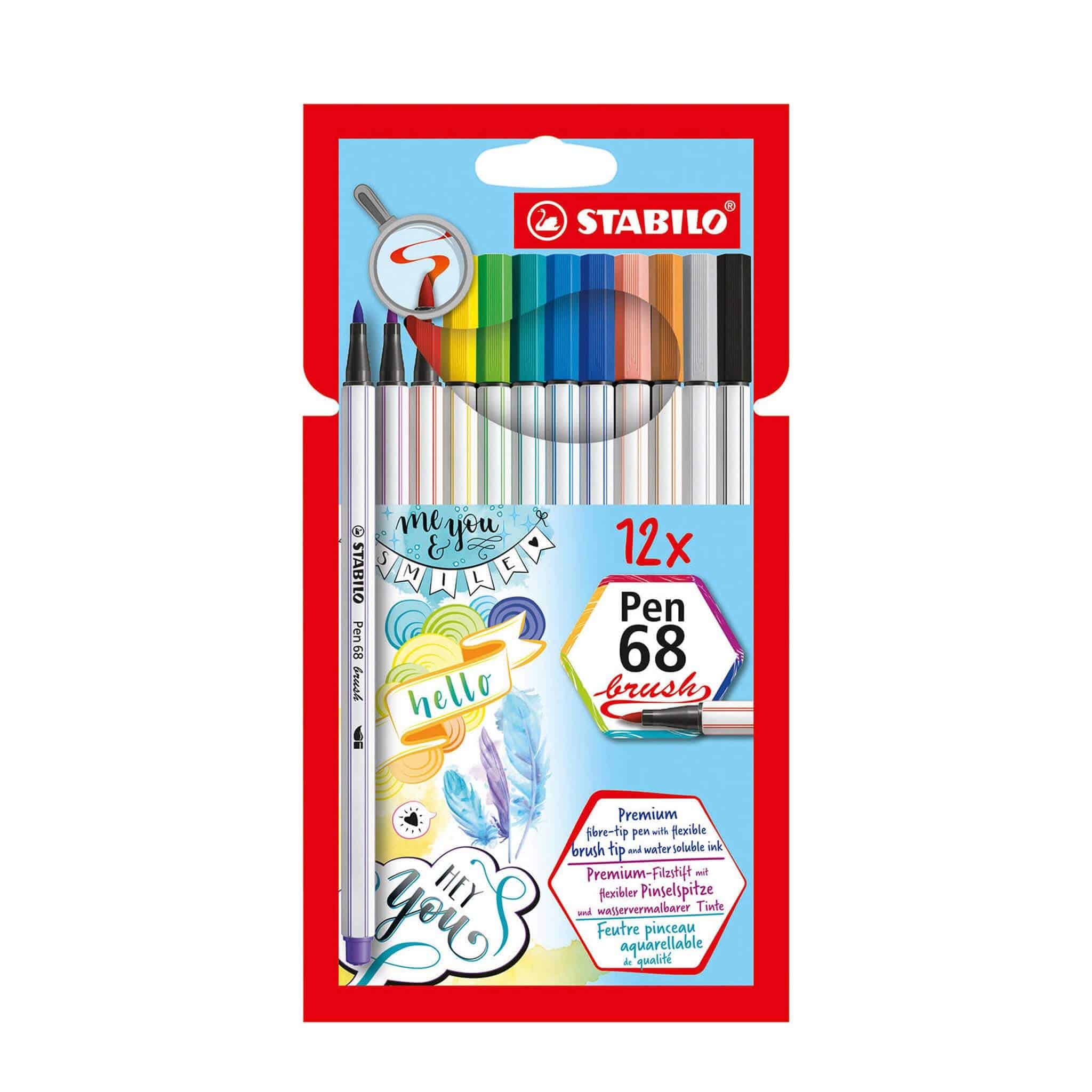 Barry Sherlock Holmes aanklager STABILO Pen 68 Brush Viltstiften - Etui 12 stuks -